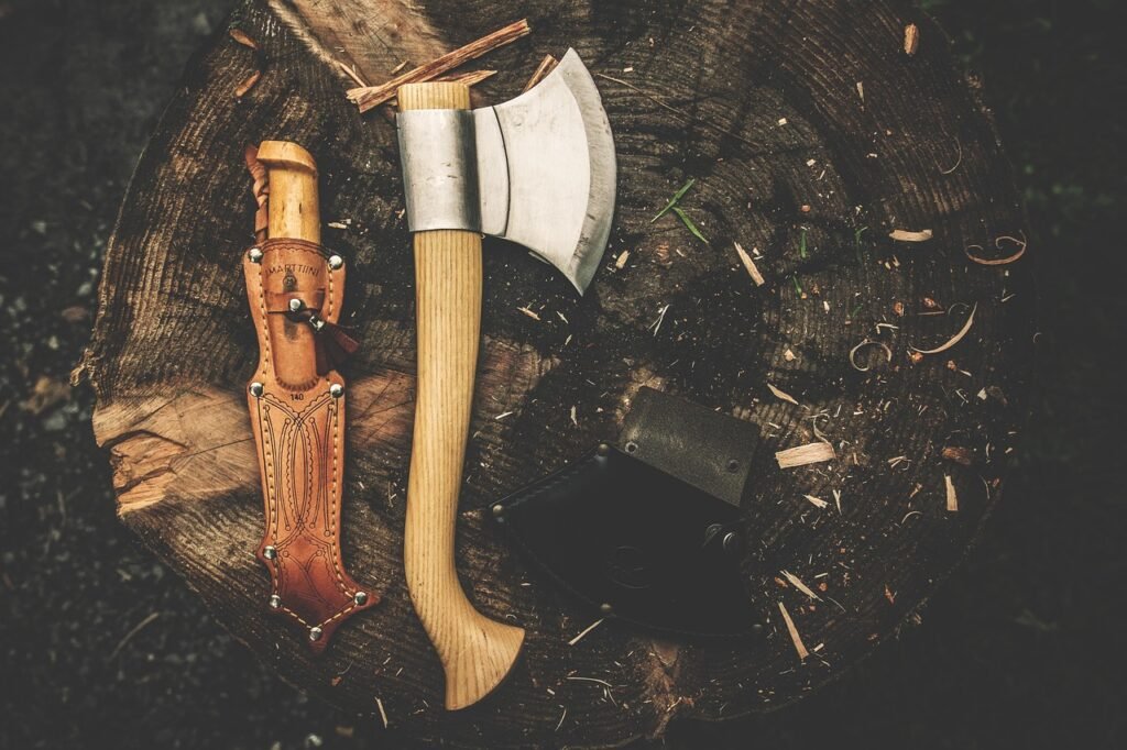 axe, camping knife, knife, retro, tree trunk, weapons, axe, axe, axe, axe, axe, knife, knife, knife, knife
